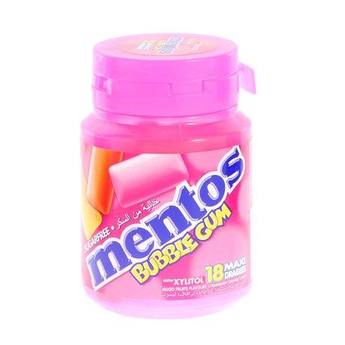 Mentos Mixed Fruits Bubble Gum with Xylitol 18 Dragees - Available at Alosra Online Supermarket