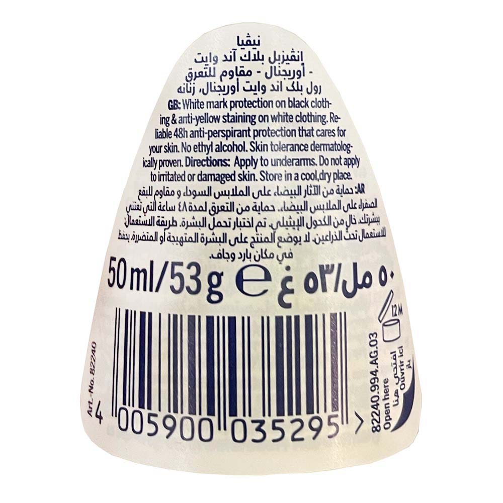 Nivea Roll-On Deodorant Invisible for Black & White 50ml back image