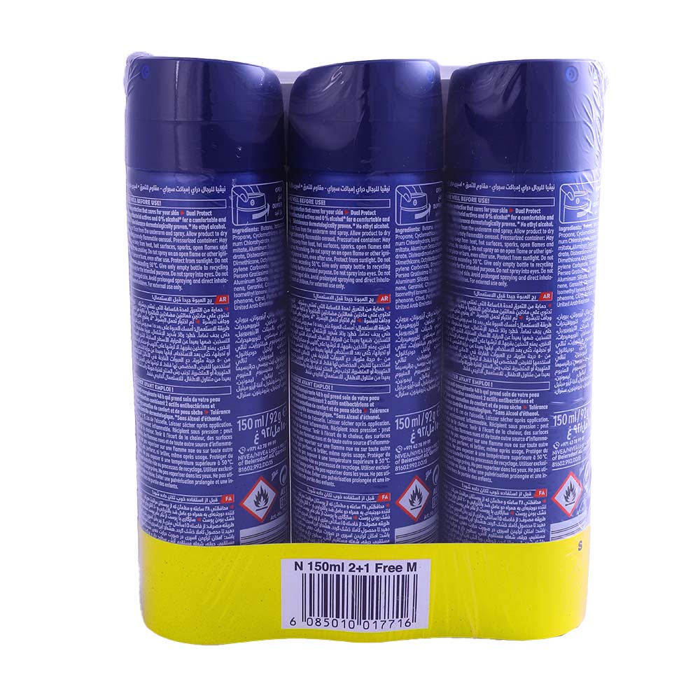 Nivea Pearl & Beauty Dry Men Deodorant Spray 3x150ml [Special Offer] back image
