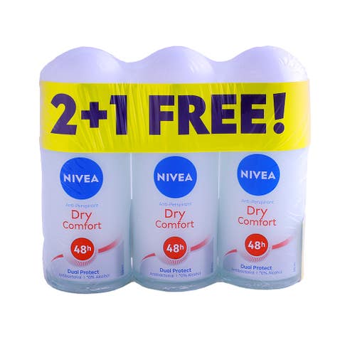 Nivea Dry Comfort Dual Protect Roll-On Deodorant 3x50ml [Special Offer] 