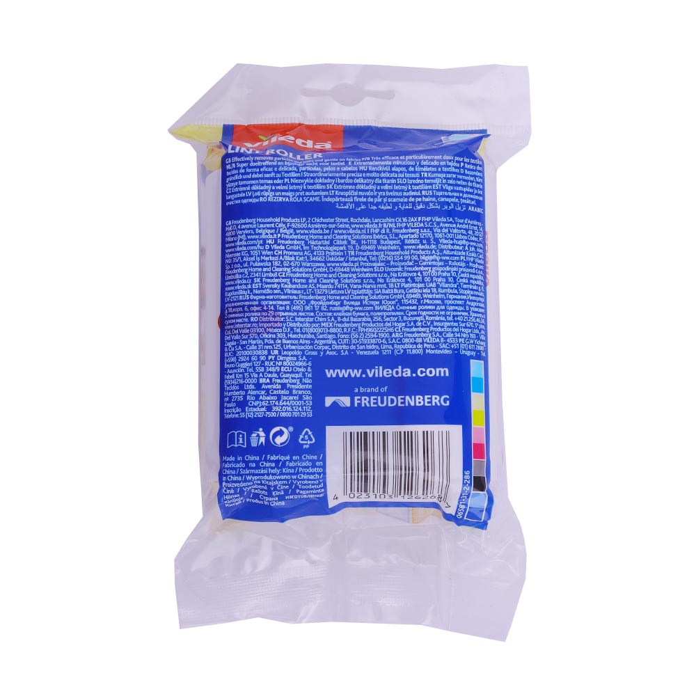 Vileda Lint Roller Refill 2x29 Sheets back image