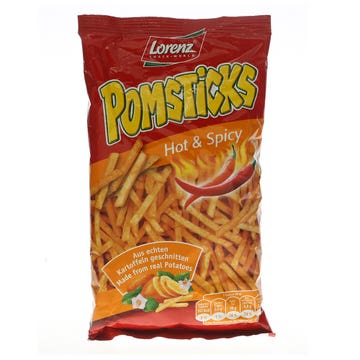 Lorenz Pomsticks Hot & Spicy 100g - Available at Alosra Online Supermarket