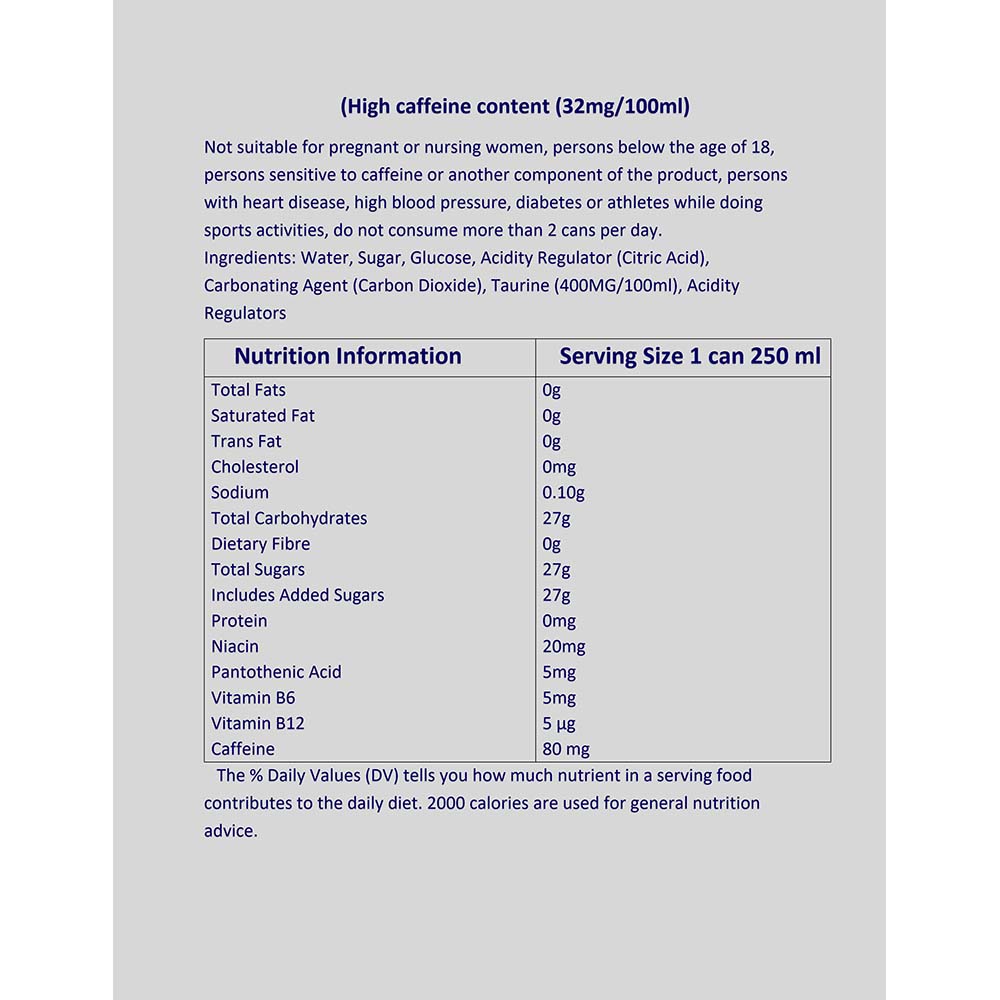 Red Bull Energy Drink 4x250ml [Special Offer]- Product ingredients image