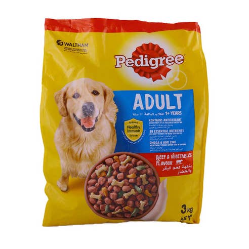 Pedigree Beef Flavour Dog Food 3Kg - Available at Alosra Online Supermarket