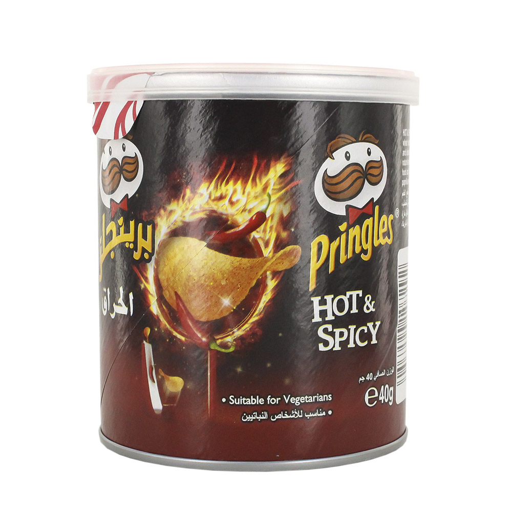 Pringles Hot & Spicy Potato Chips 40g - Available at Alosra Online Supermarket