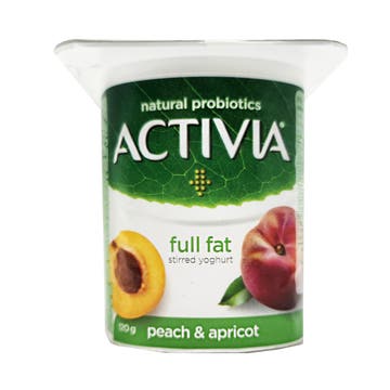 Activia Peach & Apricot Full Fat Yoghurt 120g - Available at Alosra Online Supermarket