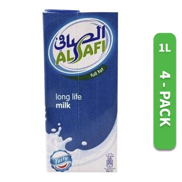Al Safi Full Fat Long Life Milk 1L [4 Pack] - Available at Alosra Online Supermarket