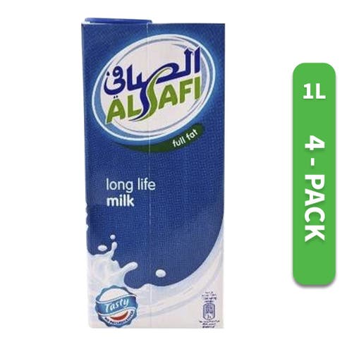 Al Safi Full Fat Long Life Milk 1L [4 Pack] - Available at Alosra Online Supermarket