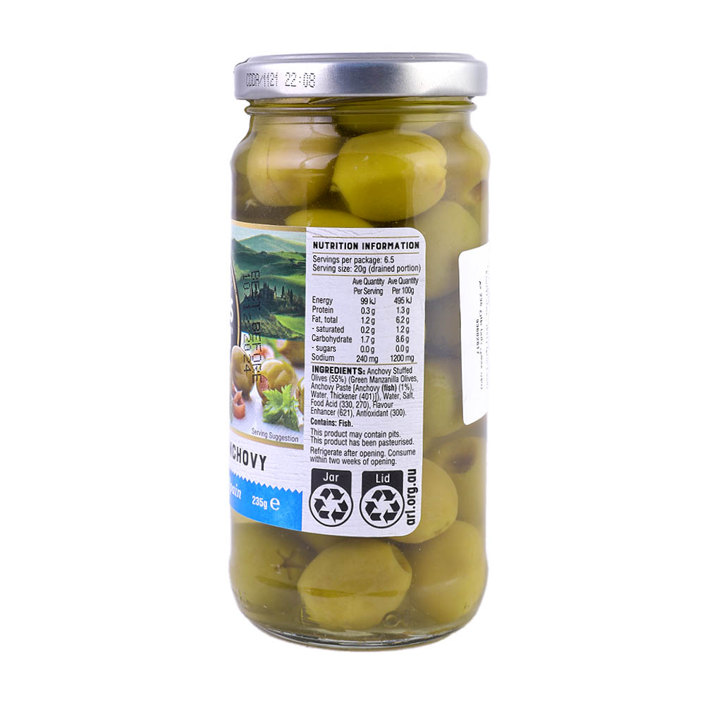 Always Fresh Anchovy Stuffed Olives 235g back image