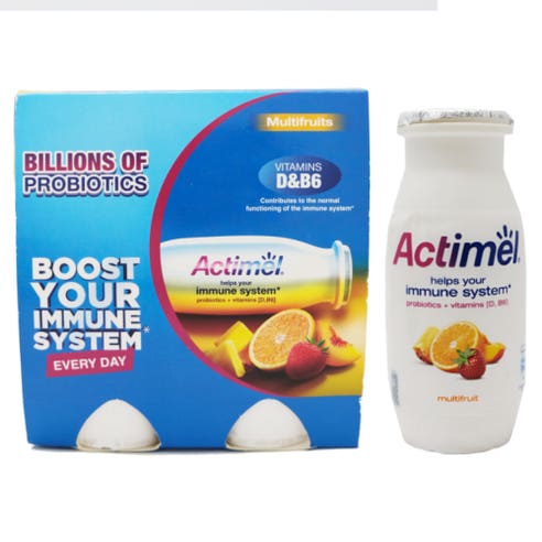 Al Safi Actimel Multi Fruits Drink 93ml [4 Pack] - Available at Alosra Online Supermarket