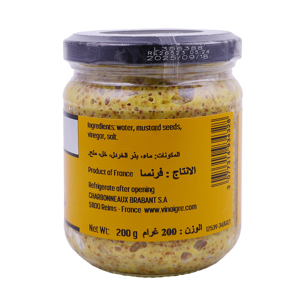 Clovis Wholegrain Mustard 200g back image