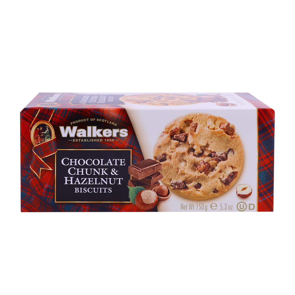 Walkers Chocolate Chunk & Hazelnut Biscuits 150g back image