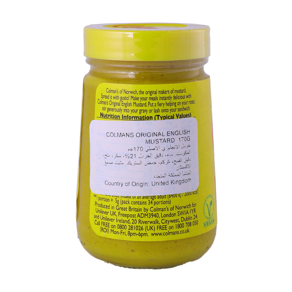 Colman's Original English Mustard 170g back image
