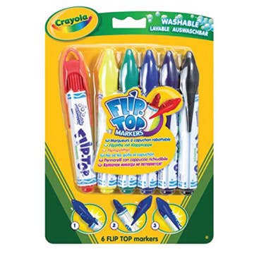 Crayola Flip Top Attached-Cap Markers [6 Pack] - Available at Alosra Online Supermarket