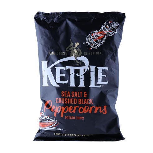 Kettle Sea Salt & Crushed Black Peppercorns Potato Chips 130g - Available at Alosra Online Supermarket
