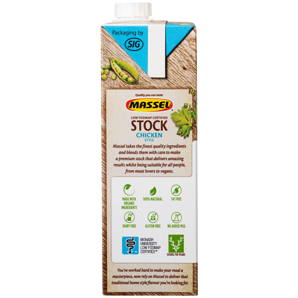 Massel Australian Owned Chicken Style Stock Reduced Salt 1L right side image
