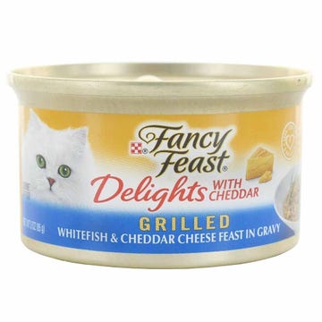 Fancy Feast Delight Whitefish & Cheddar Cheese Cat Food 85g - Available at Alosra Online Supermarket
