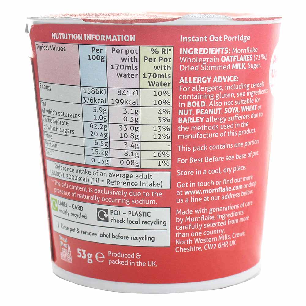 Mornflake Oats2Go Porridge Original 53g - Bahrain Alosraonline store