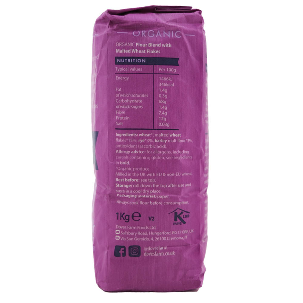 Doves Farm Organic Malthouse Bread Flour 1kg right side image
