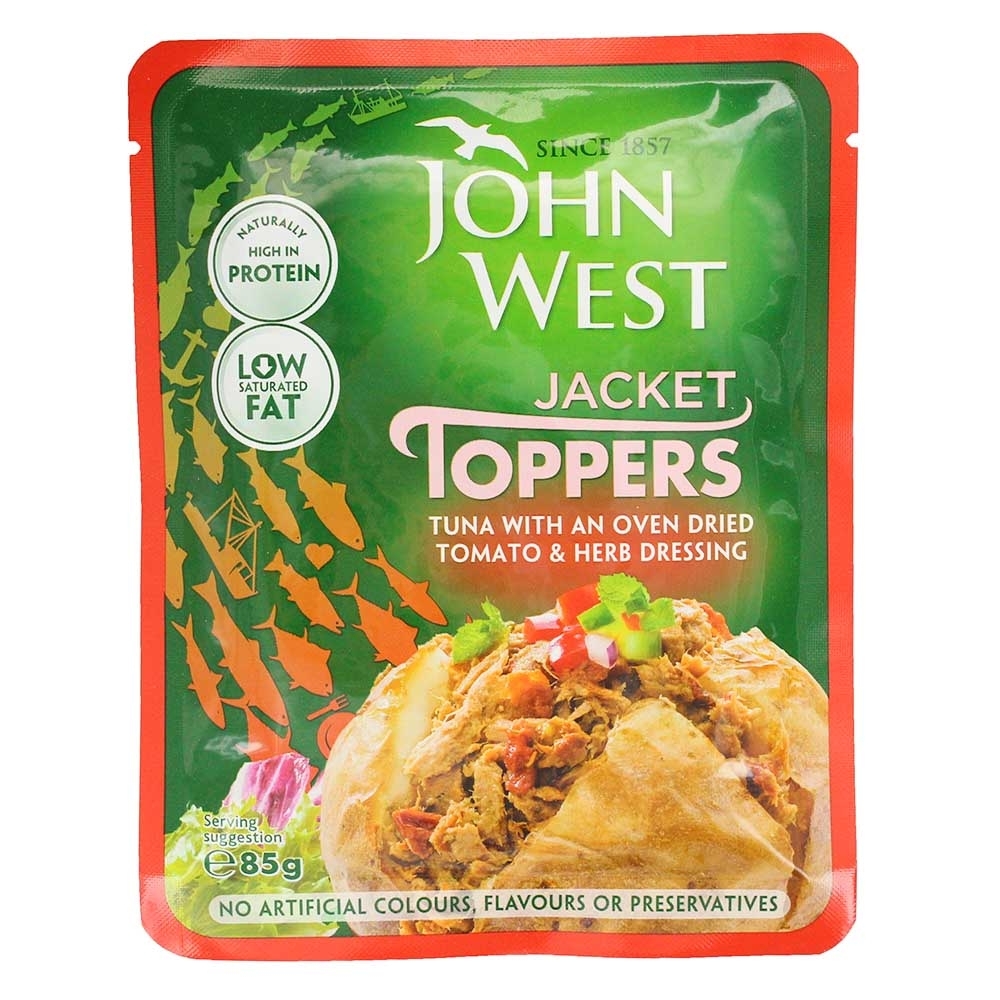 John West Jacket Toppers Tuna with Tomato & Herb Dressing 85g - Available at Alosra Online Supermarket