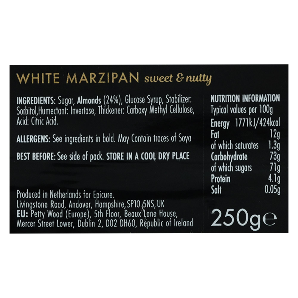 Epicure White Marzipan 250g back image