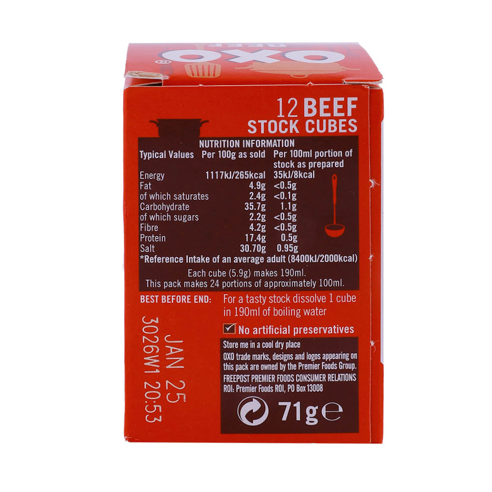 Oxo Original Beef Cubes 72g [Non-Halal] back image