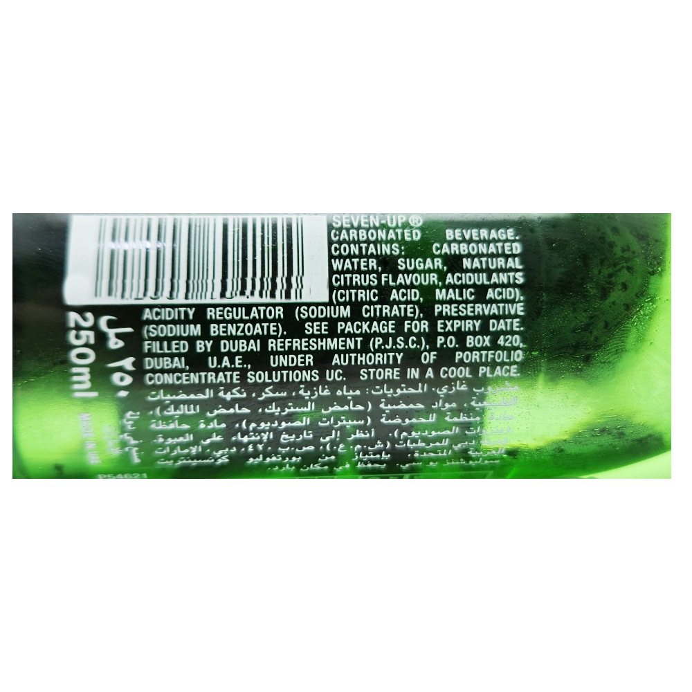 7UP Glass Bottle 250ml back image