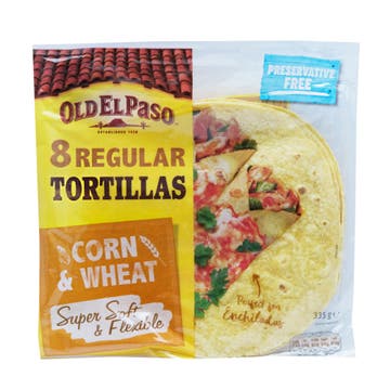 Old El Paso 8 Regular Corn & Wheat Tortillas 335g - Available at Alosra Online Supermarket