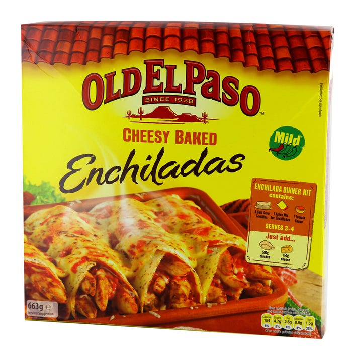 Old El Paso Cheesy Baked Enchiladas 663g - Available at Alosra Online Supermarket