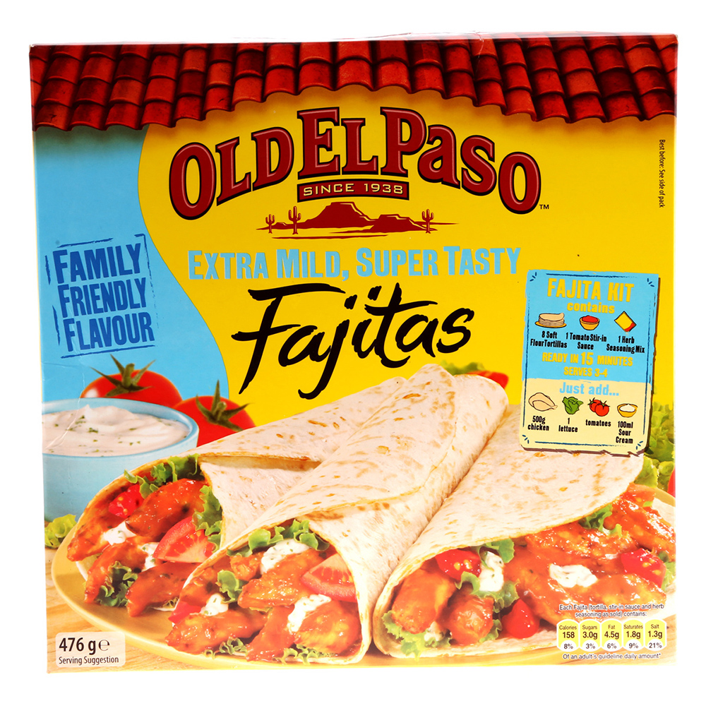 Old El Paso Extra Mild Super Tasty Fajitas 476g - Available at Alosra Online Supermarket