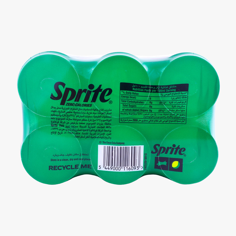 Sprite Zero Added Sugar 6x330ml back image