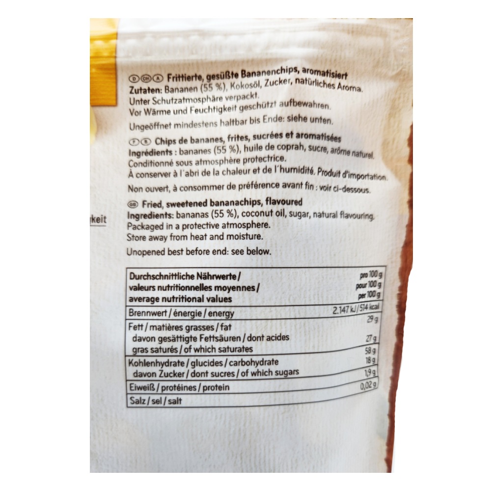 Seeberger Banana Chips 150g back image