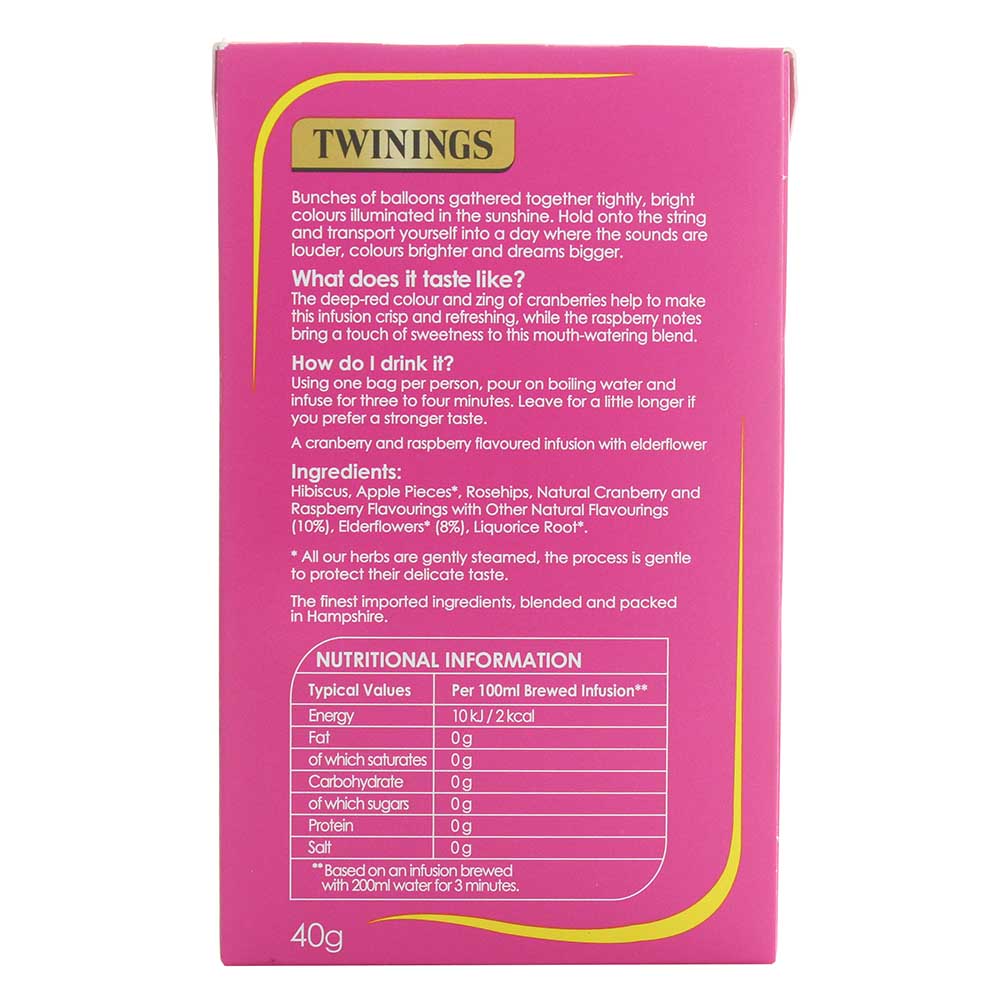 Twinings Cranberry & Raspberry Elderflower 40g- Product ingredients image