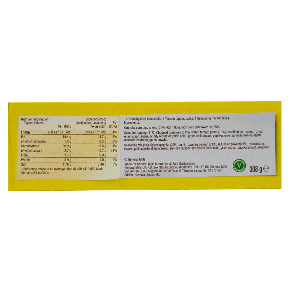 Old El Paso Crunchy Taco Kit Garlic & Paprika 308g right side image
