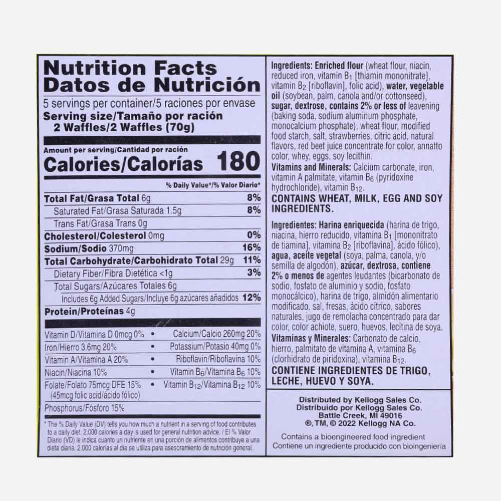 Kelloggs Eggo Strawberry Waffles 12.3oz back image