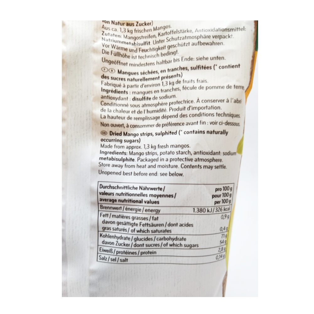 Seeberger Dried Mango 100g back image