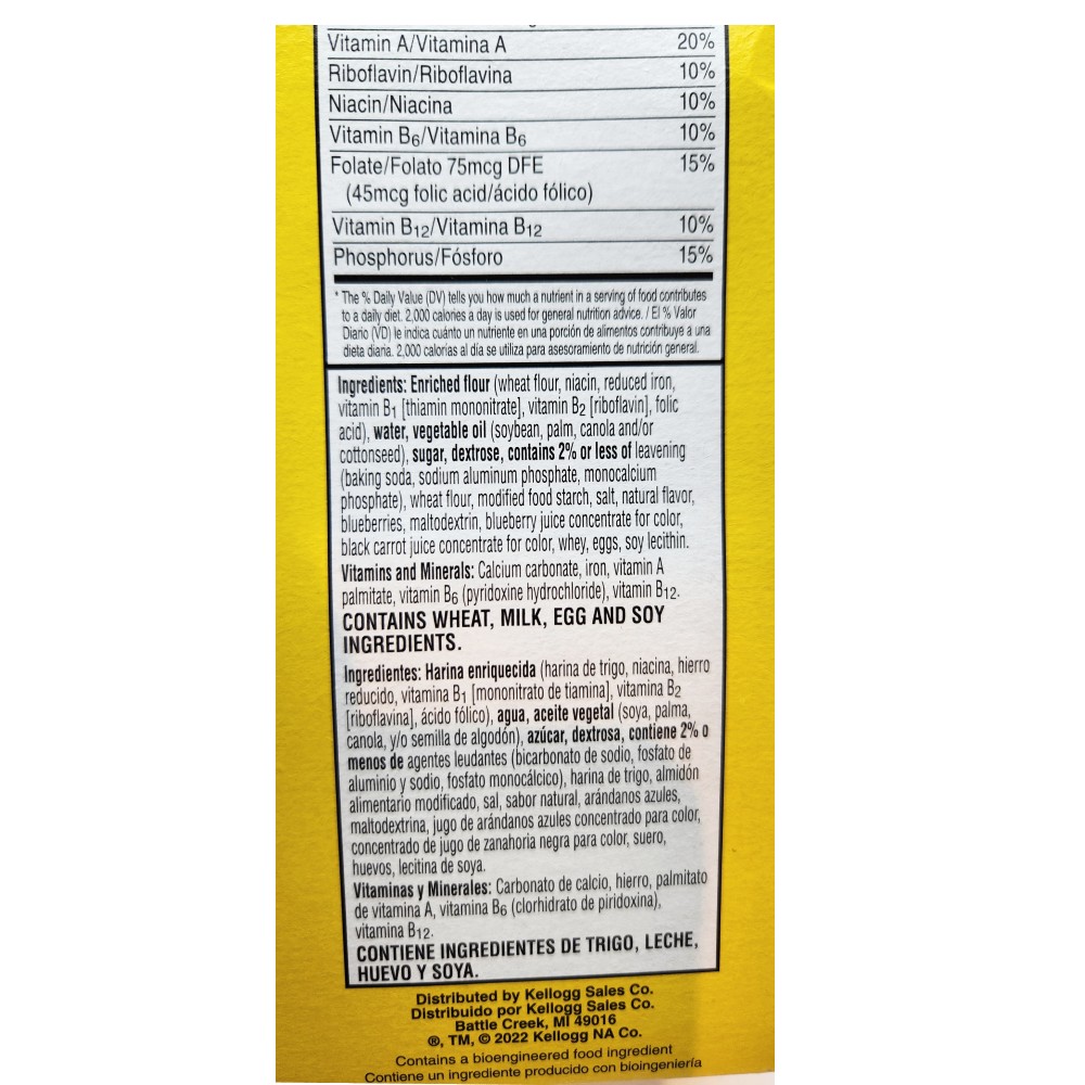 Kelloggs Eggo Blueberry Waffles 350g back image