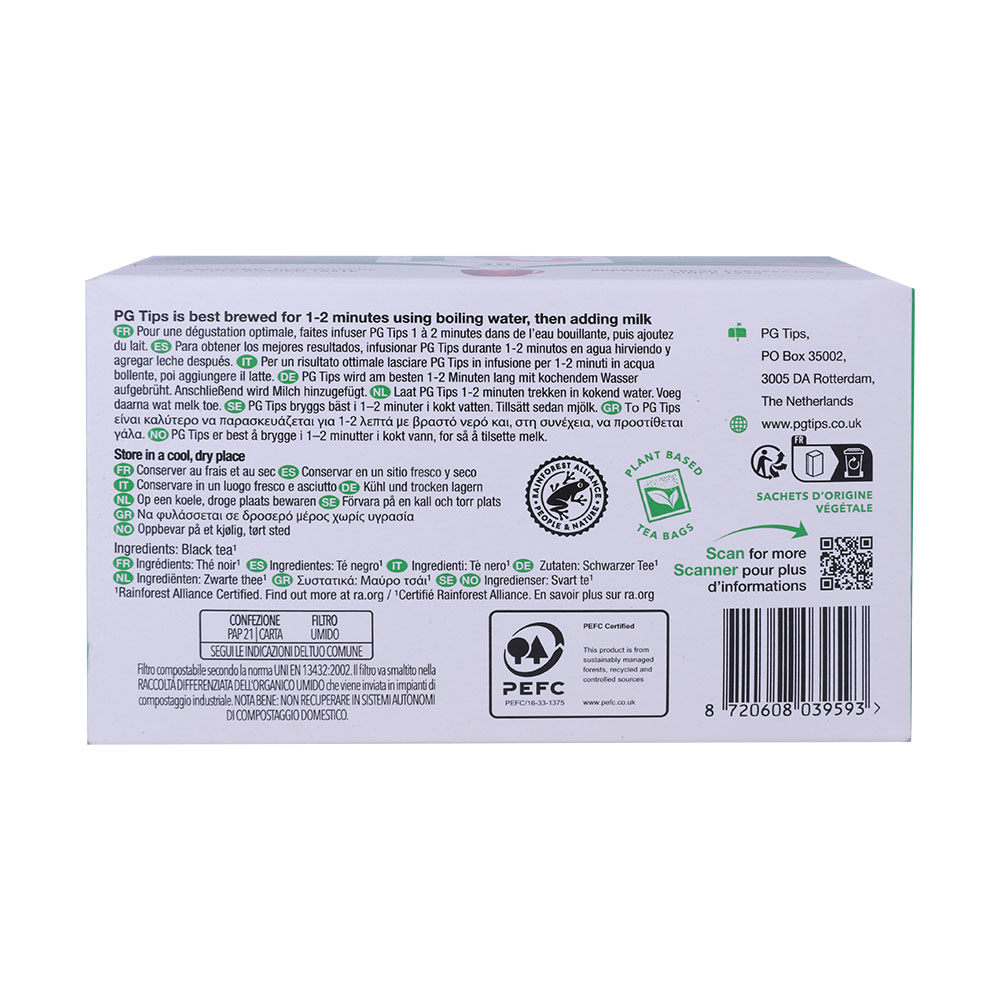 PG Tips Original Tea Bags 125g [40 Tea Bags] back image
