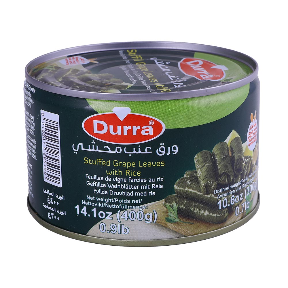 Durra Stuffed Grape Leaves with Rice 400g - Available at Alosra Online Supermarket