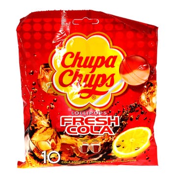 Chupa Chups Fresh Cola Lollipops [10 Pieces] - Available at Alosra Online Supermarket