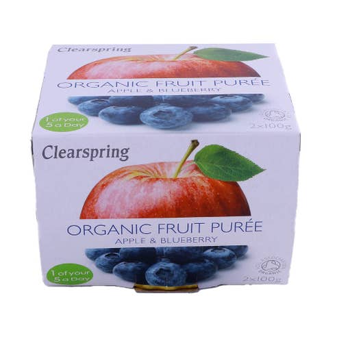 Clearspring Organic Apple & Blueberry Fruit Puree 2x100g - Available at Alosra Online Supermarket