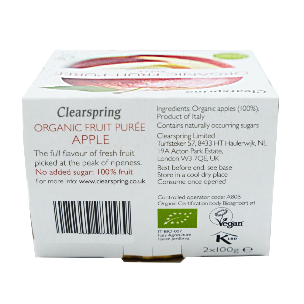 Clearspring Organic Apple Fruit Puree 2x100g back image