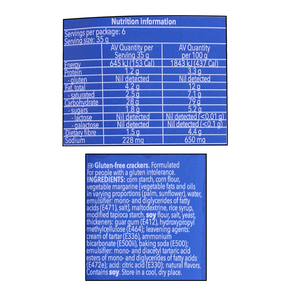 Schar Gluten Free Crackers 210g right side image