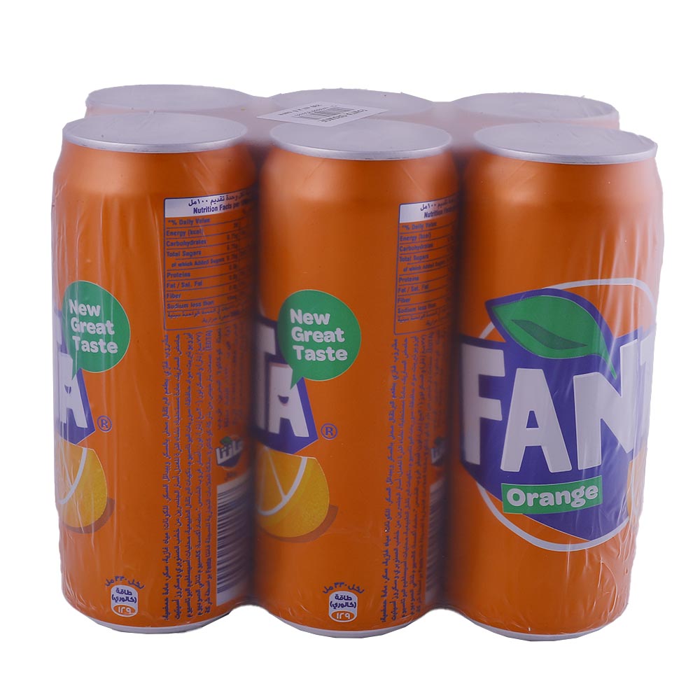 Fanta Orange Soft Drink Can 330ml [6 Pack] back image
