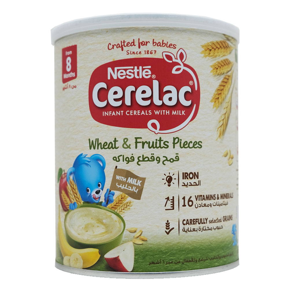 Nestle Cerelac Wheat & Fruit Pieces Infant Cereal 400g - Available at Alosra Online Supermarket