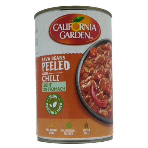 California Garden Peeled Fava Beans with Chilli 450g - Available at Alosra Online Supermarket