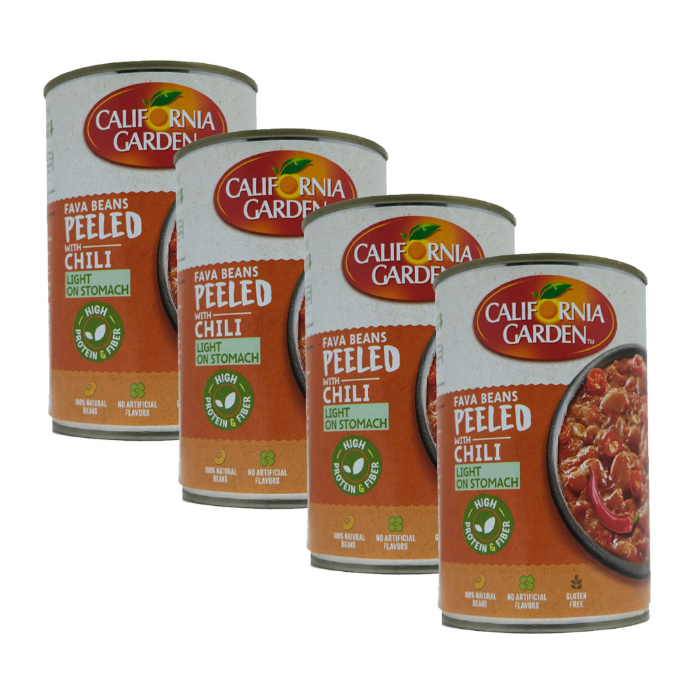 California Garden Peeled Foul Medamas With Chilli 3X450G [3+1Free] [Special Offer] 