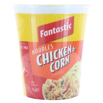 Fantastic Chicken & Corn Flavour Noodles 70g - Available at Alosra Online Supermarket