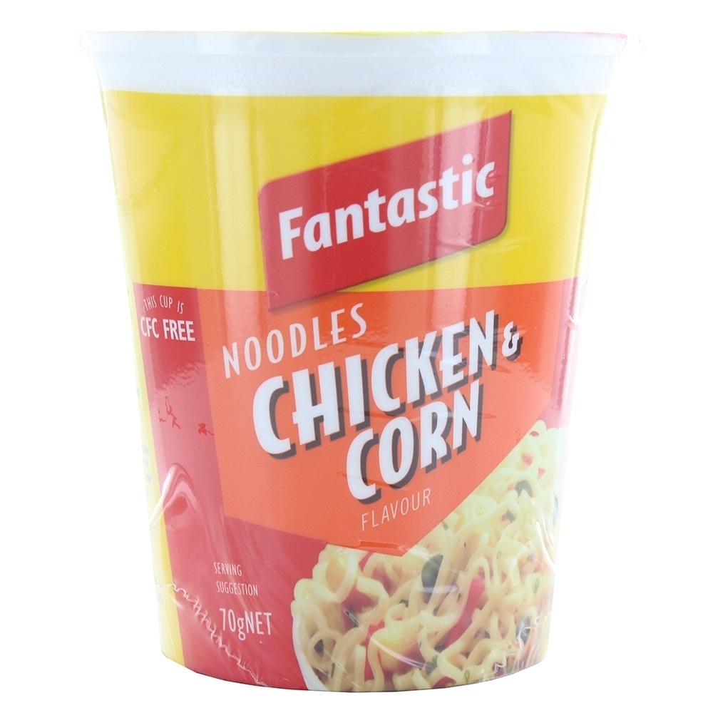 Fantastic Chicken & Corn Flavour Noodles 70g - Available at Alosra Online Supermarket