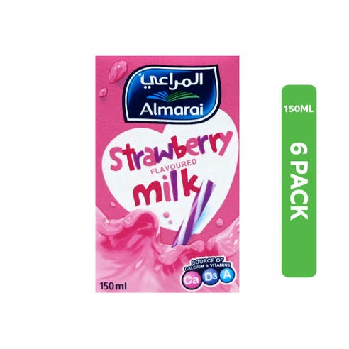Almarai Strawbery Milk 6x150ml - Available at Alosra Online Supermarket